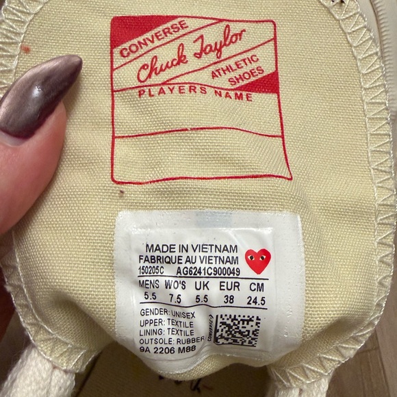 Comme Des Garcons PLAY x Converse Unisex Chuck Taylor High Top Sneakers - Picture 9 of 9